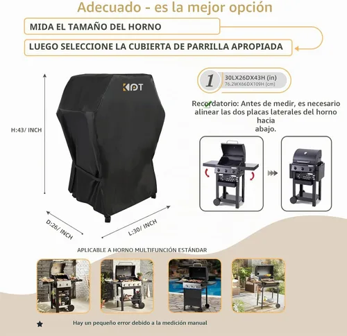 Vista 3 de KPT Cubierta de Parrilla de 30 Pulgadas para Parrilla al Aire Libre - Cubierta de BBQ 420D Resistente al Agua de Servicio Pesado con Gancho