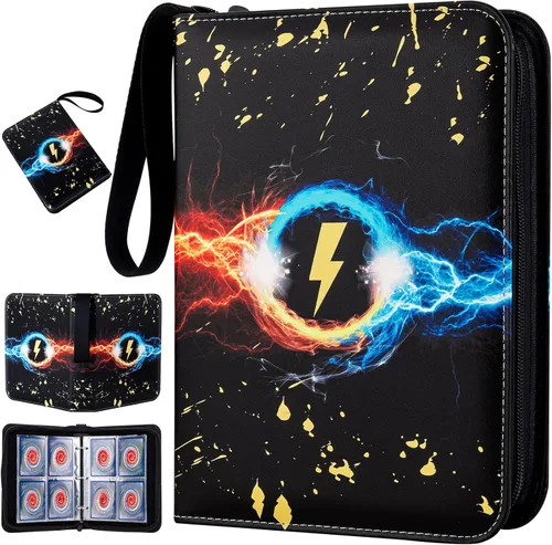 Vista 7 de Jravkfi Carpeta de tarjetas coleccionables de 4 bolsillos, libro de colección de tarjetas coleccionables de 400 bolsillos con mangas, álbum