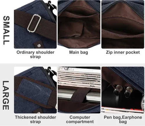 Vista 5 de Bolso de mensajero para hombre resistente al agua unisex bolsas de mensajero vintage para mujer bolsa de laptop de 14 pulgadas y 156 pulgadas