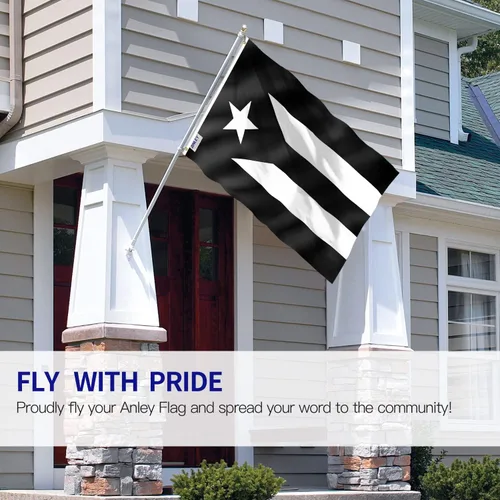 Vista 2 de Anley Fly Breeze - Bandera negra de Puerto Rico de 3 x 5 pies, color vivo y a prueba de decoloración, cabecera de lona y doble costura, banderas