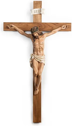 Vista 8 de Crucifijo Católico de Pared BC, Decoración Inspiracional del Hogar de Jesucristo, Regalo Religioso Devoto, 10"H, Escultura Renacentista Hecha a Mano