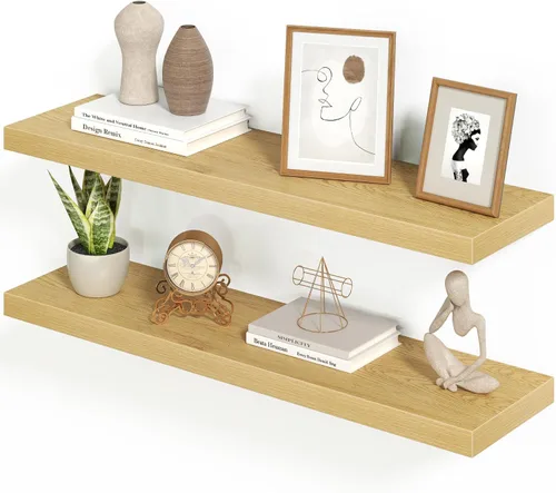 Vista 40 de Heimlove Juego de 2 estantes flotantes de 16 pulgadas para pared, estante negro para baño pequeño, dormitorio, sala de estar, cocina, decoración