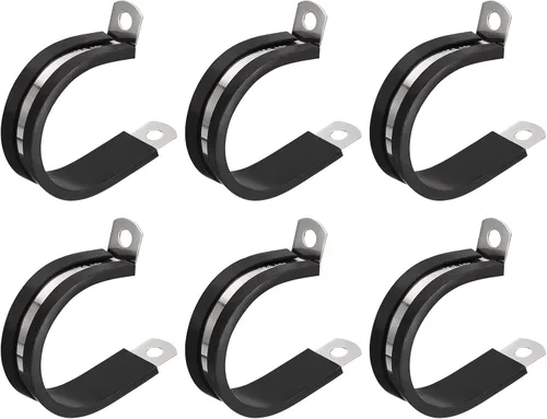 Vista 38 de uxcell Abrazadera de tubo de acero inoxidable en forma de R de 1-1/2 pulgadas (1.496 in) con aislamiento acolchado de goma
