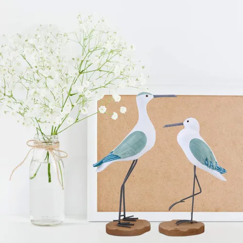 Vista 4 de Sewroro 2 estatuas de madera de gaviota, estatuas de madera de gaviota, estatuas de pájaros, figuras de simulación de aves marinas para centro