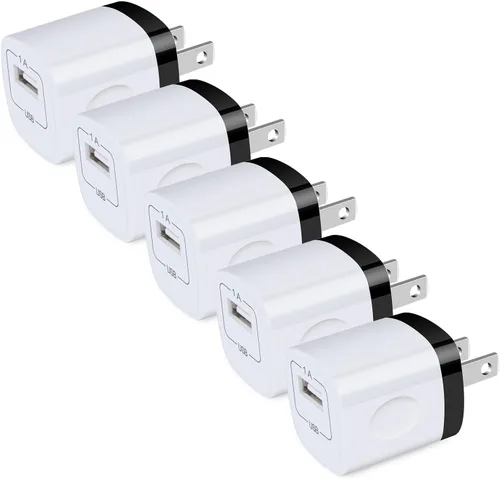Vista 8 de Enchufe de pared USB, 10 unidades, 1A/5 V, adaptador de corriente de bloque 2-BLANCO