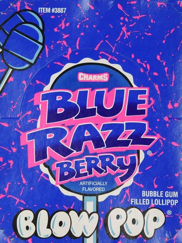 Vista 2 de Charms Blue Razzberry Blow Pops Lollipops Cantidad: 48