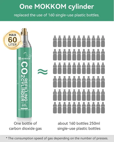 Vista 6 de MOKKOM Cilindro de CO2 para fabricante de refrescos, recipiente de intercambio de CO2, estilo roscado, compatible con todos los fabricantes de agua