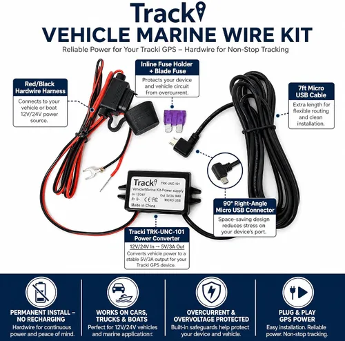 Vista 7 de Tracki - Kit de cables para vehículos y marinos, 12 V/24 V a micro USB