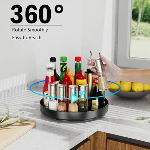 Vista 2 de Organizador Giratorio Ovicar Lazy Susan - Estante Giratorio de Especias de Metal de 11 Pulgadas Lazy Susan para Gabinete Despensa Cocina Encimera