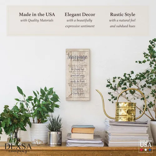 Vista 3 de Placa de madera con cita inspiradora en texto en inglés "Marriage Prayer" "Lord, help us to remember when we first met" - Elegante cuadro vertical