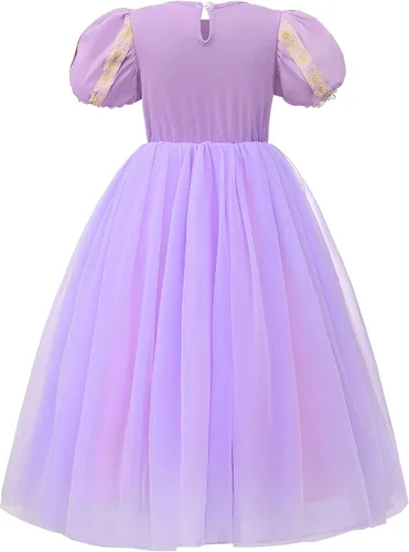 Vista 3 de JerrisApparel Disfraz de princesa de lujo para niñas, vestido de cosplay morado, fiesta de disfraces de Halloween