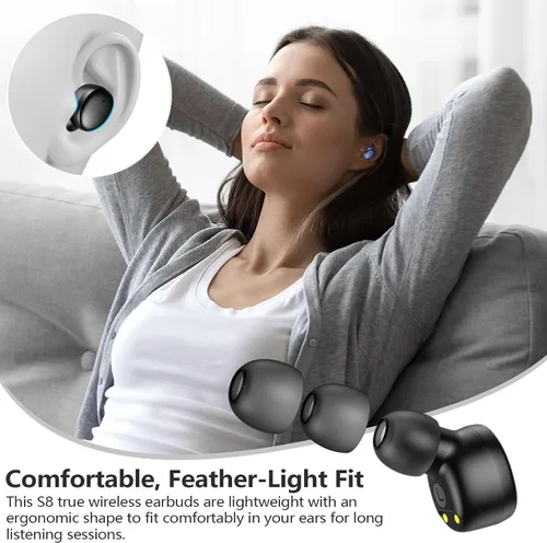 Vista 5 de MOZOTER - Mini auriculares inalámbricos Bluetooth de 5.3 pulgadas Negro