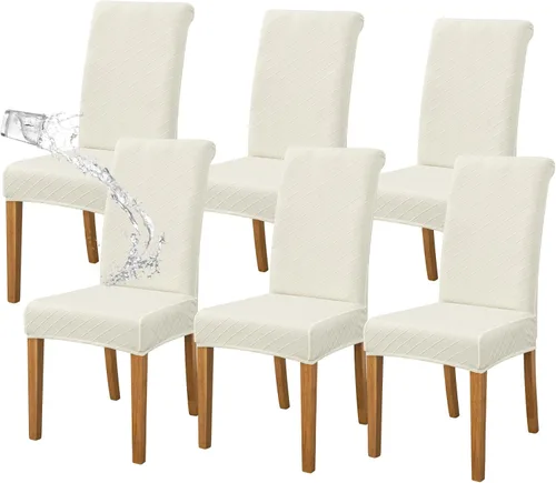 Vista 29 de FORCHEER Juego de 4 fundas para sillas de comedor para comedor, fundas elásticas para sillas de comedor y cocina, lavables y extraíbles