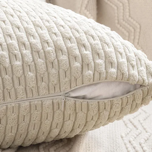 Vista 6 de MIULEE - Juego de 4 fundas de almohada suaves para sofá, decorativas, estilo bohemio, con rayas, fundas de almohada de corduroy, decoración rústica