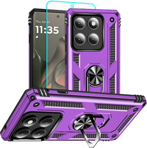 Vista 13 de HNHYGETE Funda para Motorola Edge 2025 con protector de pantalla: soporte giratorio de grado 360° (antideslizante) protección contra caídas y golpes