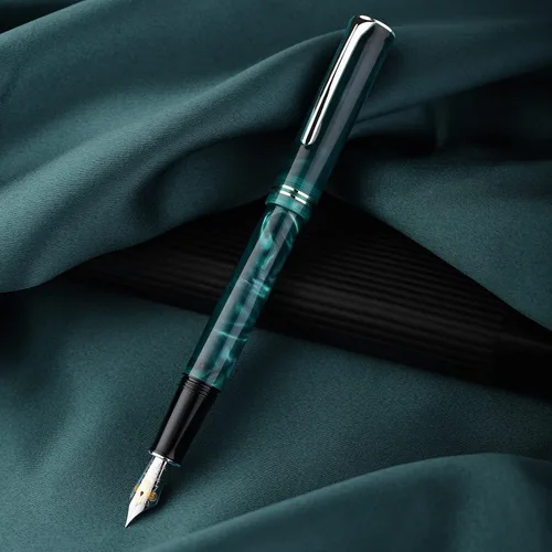 Vista 3 de HONG DIAN N2 - Pluma estilográfica, punta fina de iridio, diseño acrílico azul turquesa, bolígrafo de escritura suave con convertidor y juego