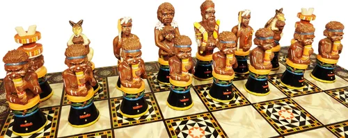 Vista 4 de Aborígenes australianos tribales hombres de ajedrez conjunto aborigen NO Junta - NO Board