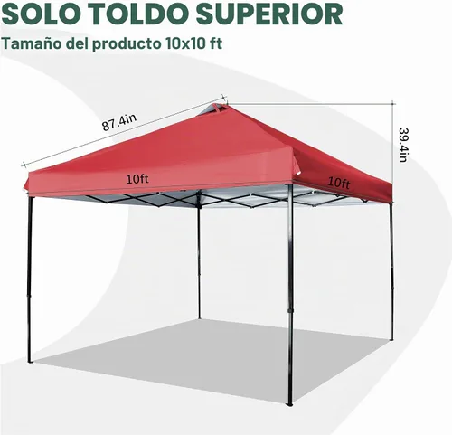 Vista 2 de SCOCANOPY Parte superior de repuesto con ventilación de aire para marco de toldo de 10 x 10 pulgadas, solo cubierta de toldo, (rojo)