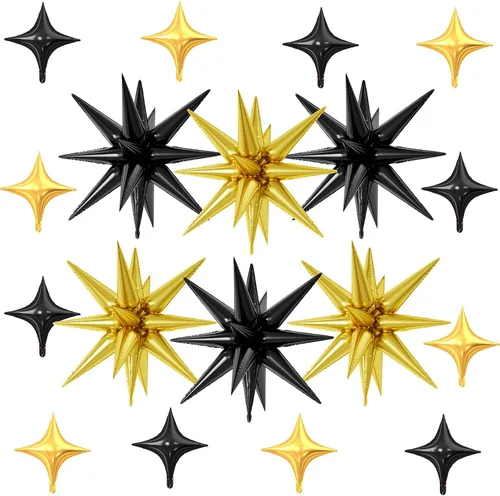 Vista 24 de 18 globos de estrella rosa, globo rosa bebé con 6 globos de estrella en explosión de 22 pulgadas, 12 globos de aluminio de cuatro estrellas