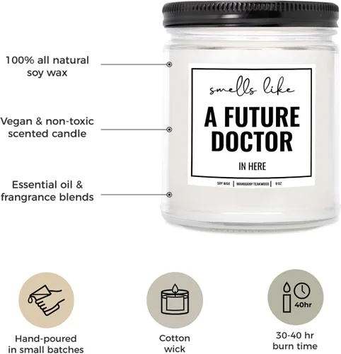 Vista 2 de You Nique Designs Future Doctor Candle de 9 onzas, regalo para estudiantes de medicina, regalos para estudiantes de medicina y regalos de graduación