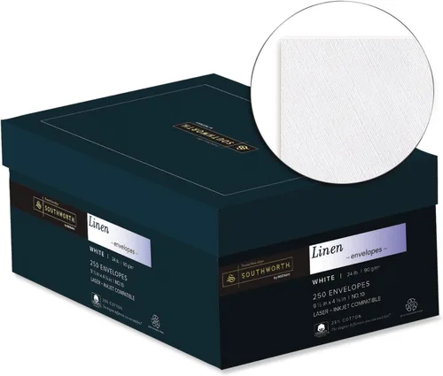 Vista 2 de Southworth J55410 25% Algodón #10 Sobre Blanco 24 lbs. Lino 250/Caja FSC