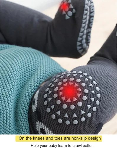 Vista 4 de BEHELE Calcetines antideslizantes hasta la rodilla para bebés y niños pequeños con agarres para niñas y niños, calcetines antideslizantes