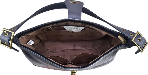 Vista 5 de Anna by Anuschka Women's Hand-Painted Genuine Leather Studded Side Hobo