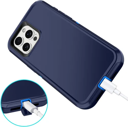Vista 5 de I-HONVA Funda para iPhone 15 Pro Max con funda de clip para cinturón, a prueba de golpes, a prueba de polvo y caídas, 3 capas, protección de cuerpo