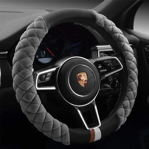 Vista 8 de Cxtiy Funda Universal para Volante de Automóvil Mullida de Felpa de Invierno para Volante (A-Negro)