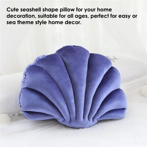 Vista 3 de Patty Both Seashell - Almohada decorativa de terciopelo con forma de concha de mar, almohadas decorativas para cama, sofá, decoración del hogar
