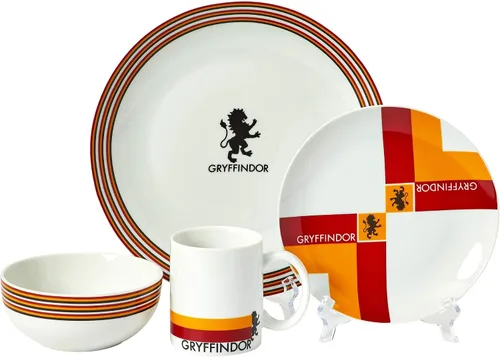 Vista 7 de Harry Potter Ravenclaw - Juego de vajilla de porcelana de 16 piezas para 4 personas, incluye 4 platos llanos, 4 platos de ensalada, 4 cuencos y 4