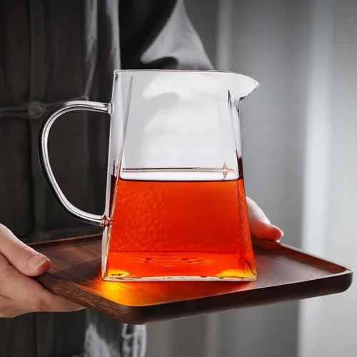 Vista 2 de Alipis Tetera cuadrada de vidrio con asa, dispensador de té transparente para el hogar y la oficina, jarra de té transparente para servir vasos