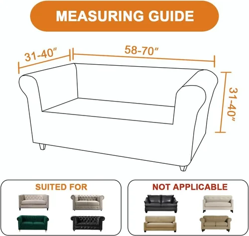 Vista 5 de Funda elástica Chesterfield para sofá, funda de tela jacquard para sofá biplaza de 2 cojines, protector de muebles antideslizante resistente a
