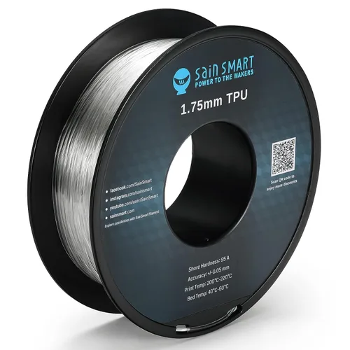 Vista 15 de Bobina de filamentos para impresoras 3D SainSmart, 0.06 pulgadas, flexible, TPU, 1,7 libras, Negro, 1