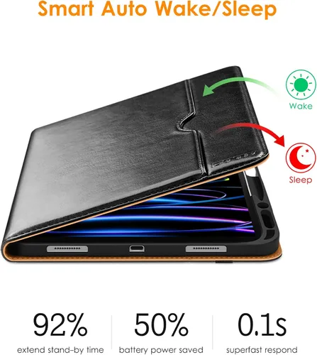 Vista 6 de DTTO para iPad Pro 12.9 6ª / 5ª / 4ª / 3ª generación Funda 2022/2021/2020/2018, Funda de cuero premium tipo folio con soporte integrado
