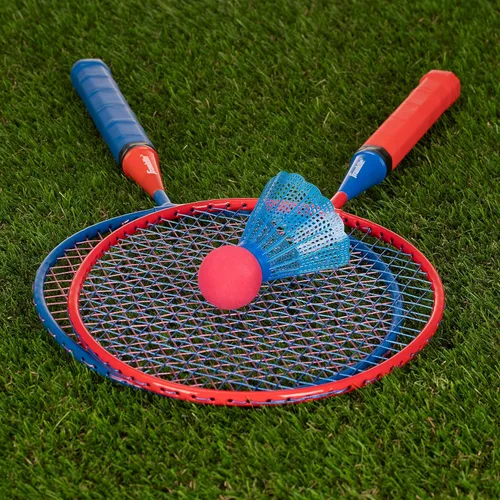 Vista 8 de Franklin Sports Juego de raqueta de bádminton - Smashminton, de gran tamaño, conjunto juvenil para 2 jugadores con pájaros para niños