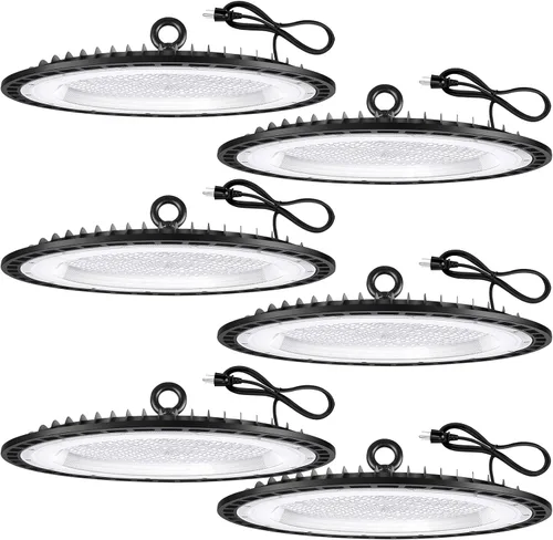 Vista 9 de YANYCN Paquete de 12 unidades de 100 W UFO Led Luz de bahía alta, 5000 K Luz diurna para tienda comercial, 120 V, 15000 lm