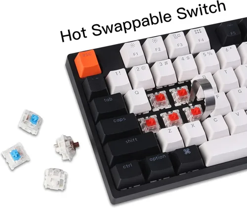 Vista 4 de Keychron C2 Teclado mecánico con cable de tamaño completo para Mac, intercambiable en caliente, interruptor rojo Gateron G Pro, retroiluminación