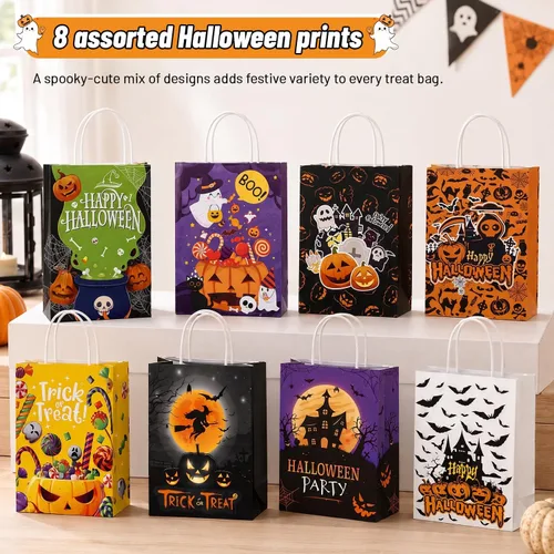 Vista 3 de Shintop 16 bolsas de regalo de Halloween con asas, bolsas de regalo