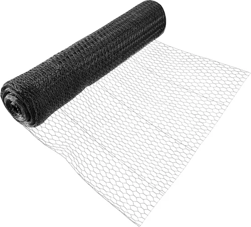 Vista 5 de Fencer Wire Red hexagonal de aves de corral con revestimiento de vinilo negro calibre 20 con malla de 1 pulgada (4 pies x 150 pies)