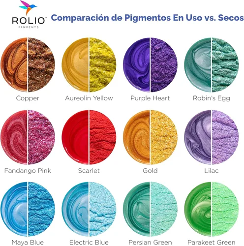 Vista 2 de Rolio Pigmento de color nacarado en polvo de mica de alta calidad, juego de arte para resina epoxi, para fabricación de jabón, esmalte de uñas