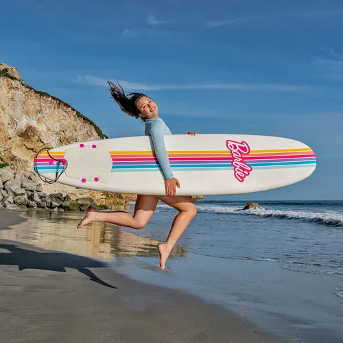 Vista 11 de Barbie™ Signature - Tabla de surf de 8 pies de Wavestorm Cubierta superior gráfica con parte inferior lisa de alta densidad para niños y adultos