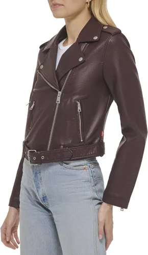 Vista 4 de Levi's Women's Faux Leather Belted Motorcycle Jacket (Standard & Plus Sizes)