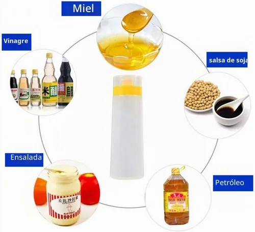 Vista 7 de Ebonee Botella de salsa exprimible de 4 agujeros, botella exprimible de mermelada con tapas para salsa de tomate, mayonesa, aceite de oliva, aderezo