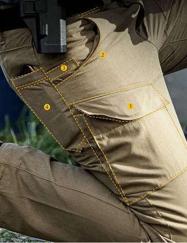 Vista 5 de SNOLY Pantalones tácticos militares para el trabajo al aire libre para hombre, ligeros, antidesgarros, para senderismo, caza, bolsillos multiusos