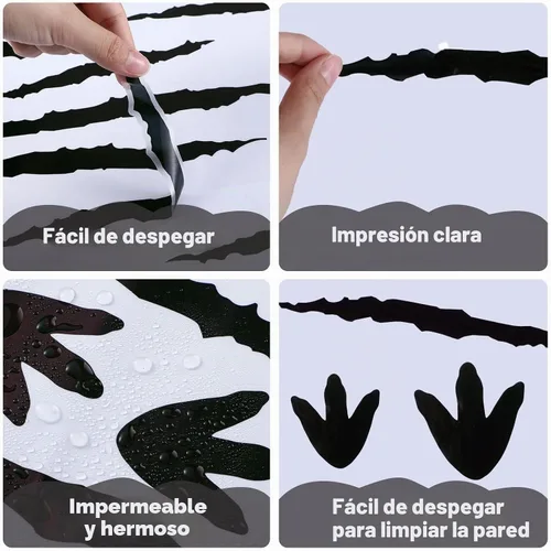 Vista 4 de Roowest - Calcomanías de pared de dinosaurio, 78 unidades, color negro