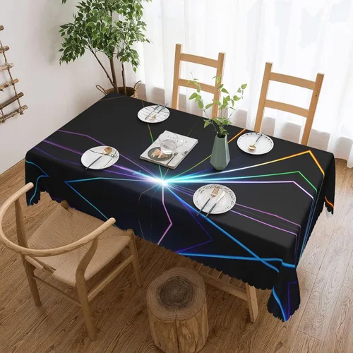 Vista 14 de Mantel rectangular de encaje de poliéster con lunares negros, 54 x 72 pulgadas, resistente a las arrugas, lavable, mantel grueso