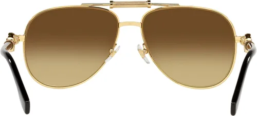 Vista 4 de Versace Unisex Sunglasses Gold Frame, Dark Grey Lenses, 59MM