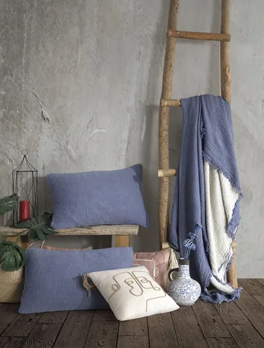 Vista 63 de Manta de gasa de algodón puro suave de 4 capas de 50 x 60 pulgadas, prelavada, sin flecos, manta de muselina ligera para uso multiusos y regalo Azul