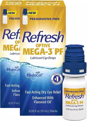Vista 10 de Refresh OPTIVE MEGA-3 PF - Gotas lubricantes para los ojos, lágrimas artificiales sin conservantes, 0.33 fl oz (0.3 fl oz)